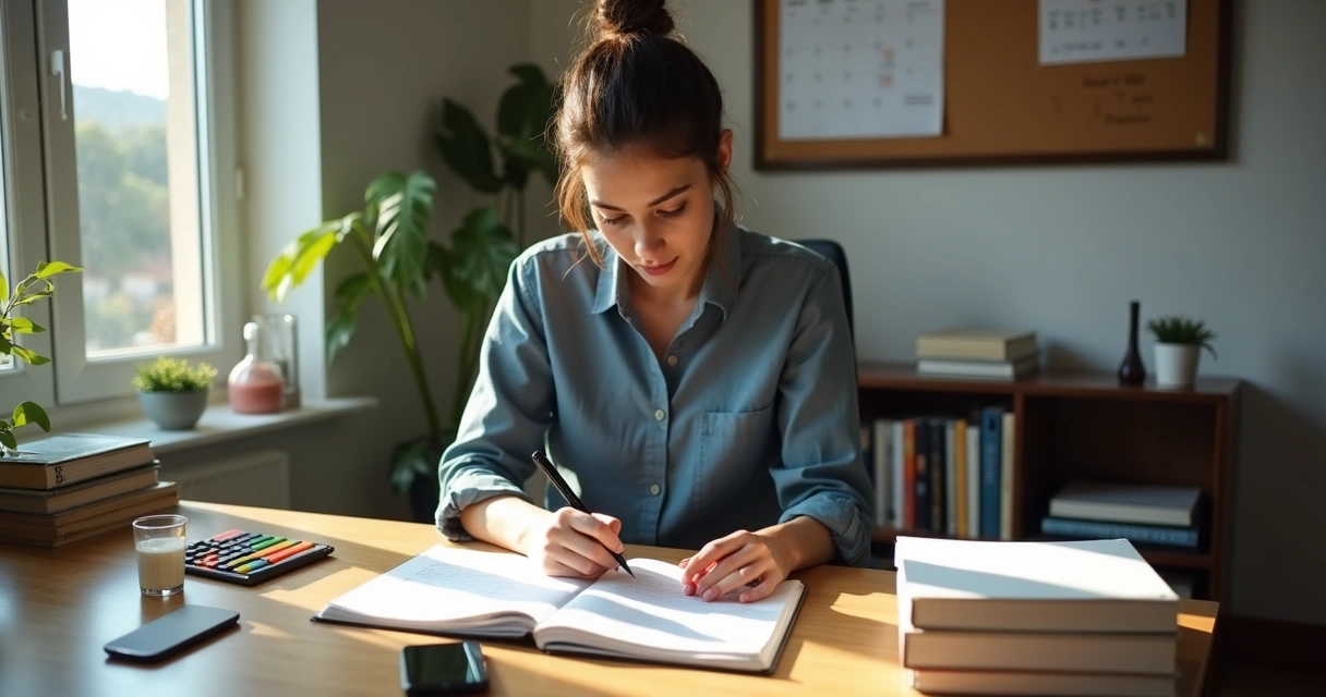 Advogado iniciante organizando escritório simples em ambiente de home office 